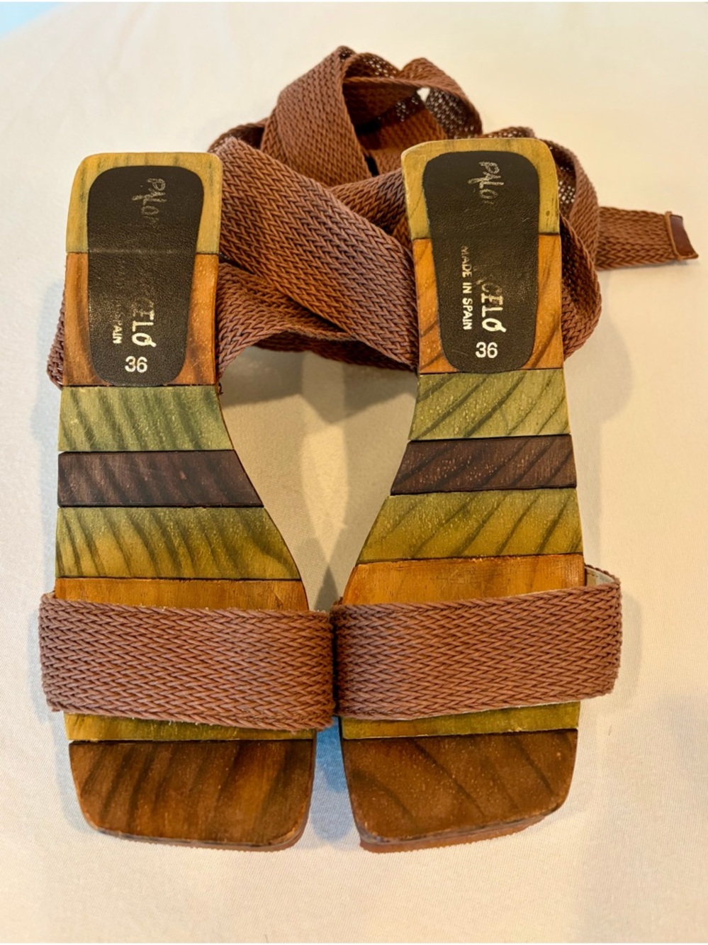 Paloma Barceló Jigsaw Wooden Wedge, Rope&Leather laces, rivets, 36, EUC - Picture 7 of 12